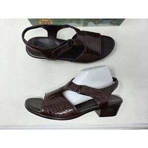 SAS SAN ANTONIO SHOES TRIPAD SUNTIMER BROWN CROC PATENT SANDALS WOMENS 12 M NEW